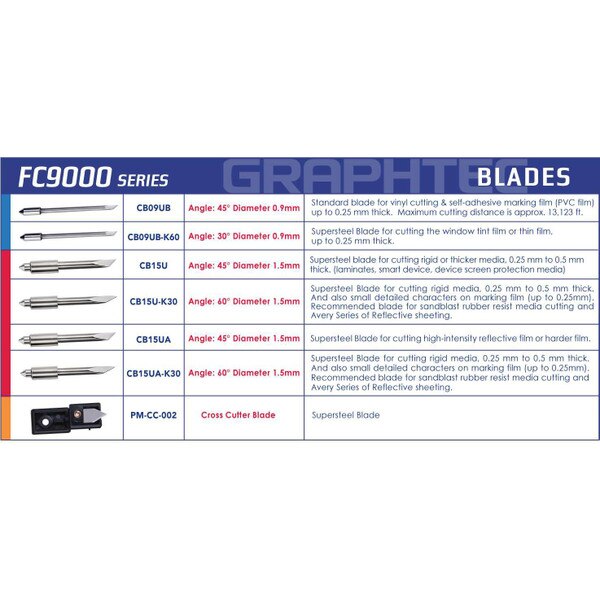 0.9mm 45* Supersteel Cutting Blade Graphtec 5/pkg